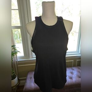 NWT, Anthropologie, Leather Trim With Buckle, Black, Tank Top, Size XL